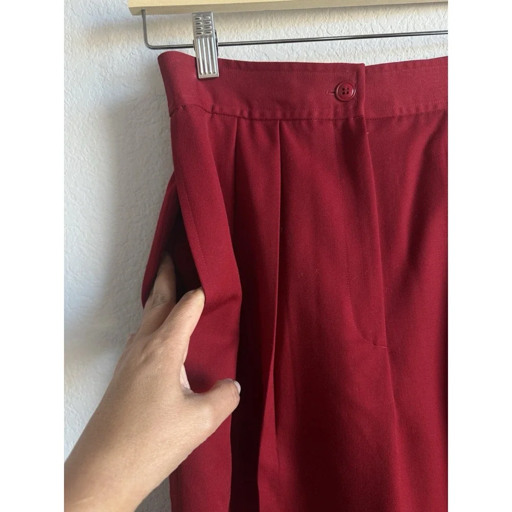 Carlisle Pleated Red Trouser Pant Women 6 Wool‎ Retro Classic Career Office Work